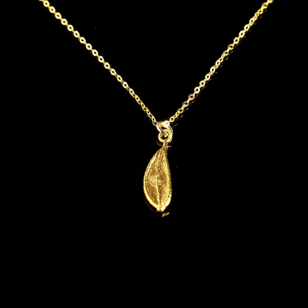 Gold Olive Leaf Necklace, Gold-Plated Sterling Silver Jewelry, Silver Pendant, Gift for Her, Handmade Jewelry