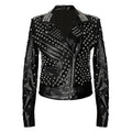 Womens Black Studded Brando Leather Jacket